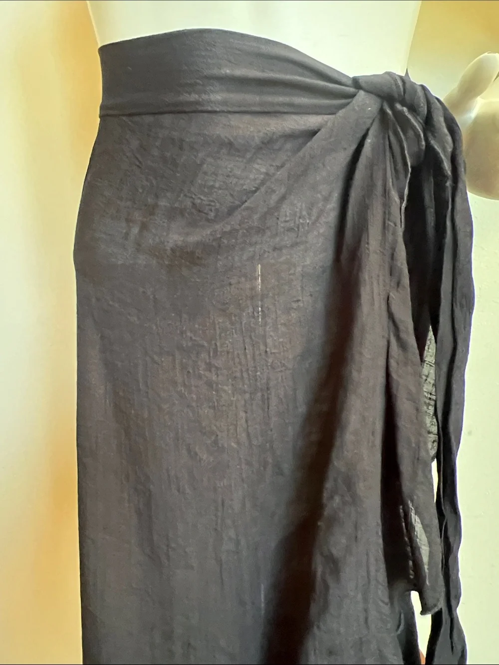 swim coverup Asymmetrical Wrap Midi Skirt with Tie Waist and ruffled hem